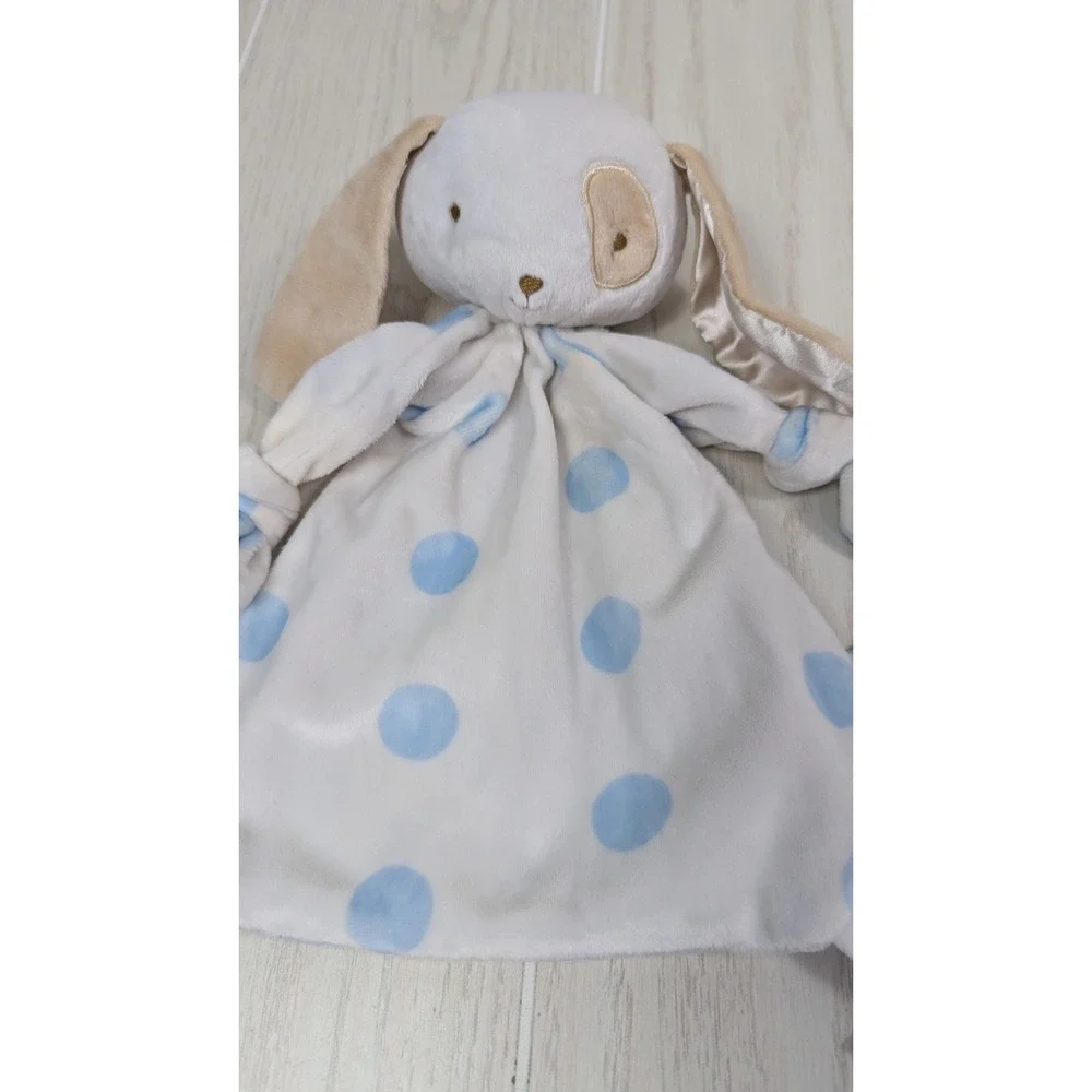 Bunnies By The Bay Puppy Dog Lovey Blue Dot Tan spot eye Security Blanket Knotty